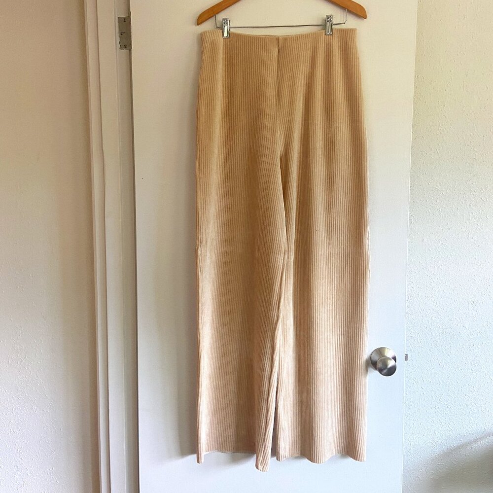 Wide leg, cream corduroy trousers from Mango size XL
